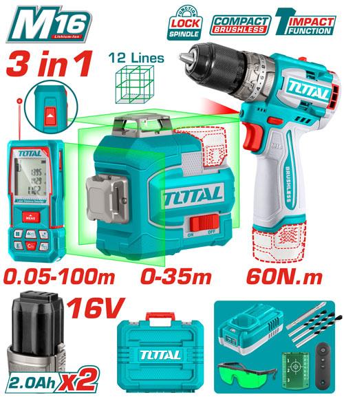 Cordless tools Cordless 3 pcs combo kit TOSLI250101 - TOTAL Guinea